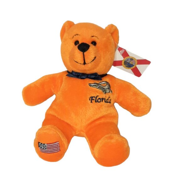 2003 Symbolz Orange Bear Florida Sunshine State Plush Stuffed BeanBag Toy 7.5" - Picture 1 of 8